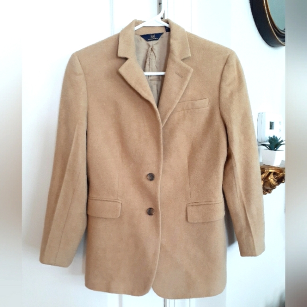 Women's Brooks Brothers 100% Camel Hair Blazer Coat Size 8